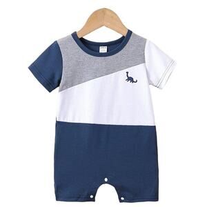 Baby Boy Colorblock Dinosaur Print Tee Romper in Blue, Size 18-24M​​​